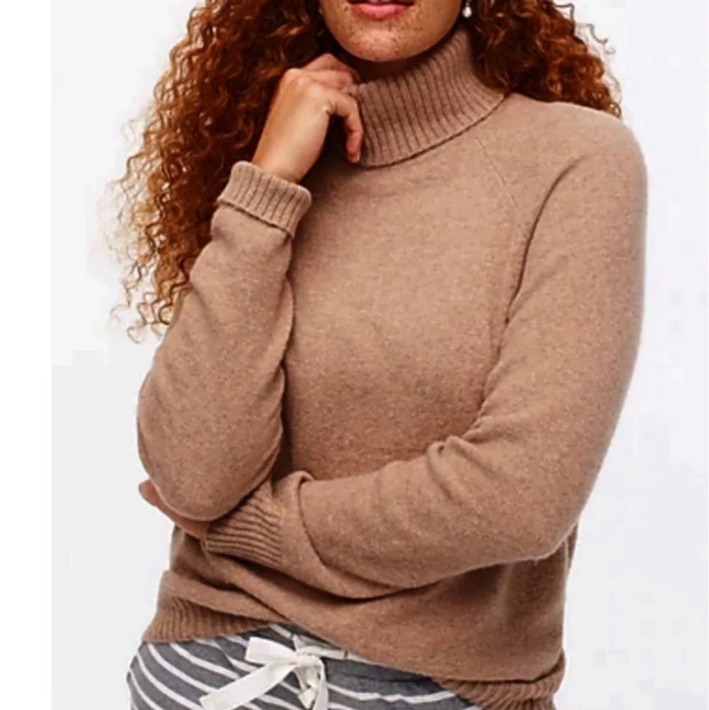 J. Crew Alpaca Merino Wool Blend Camel Turtleneck Sweater